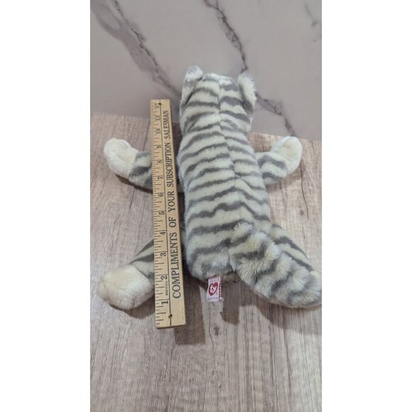 Ty Beanie Buddy SILVER the Cat Gray Striped Tabby Plush Stuffed Animal 1999 - Picture 8 of 9